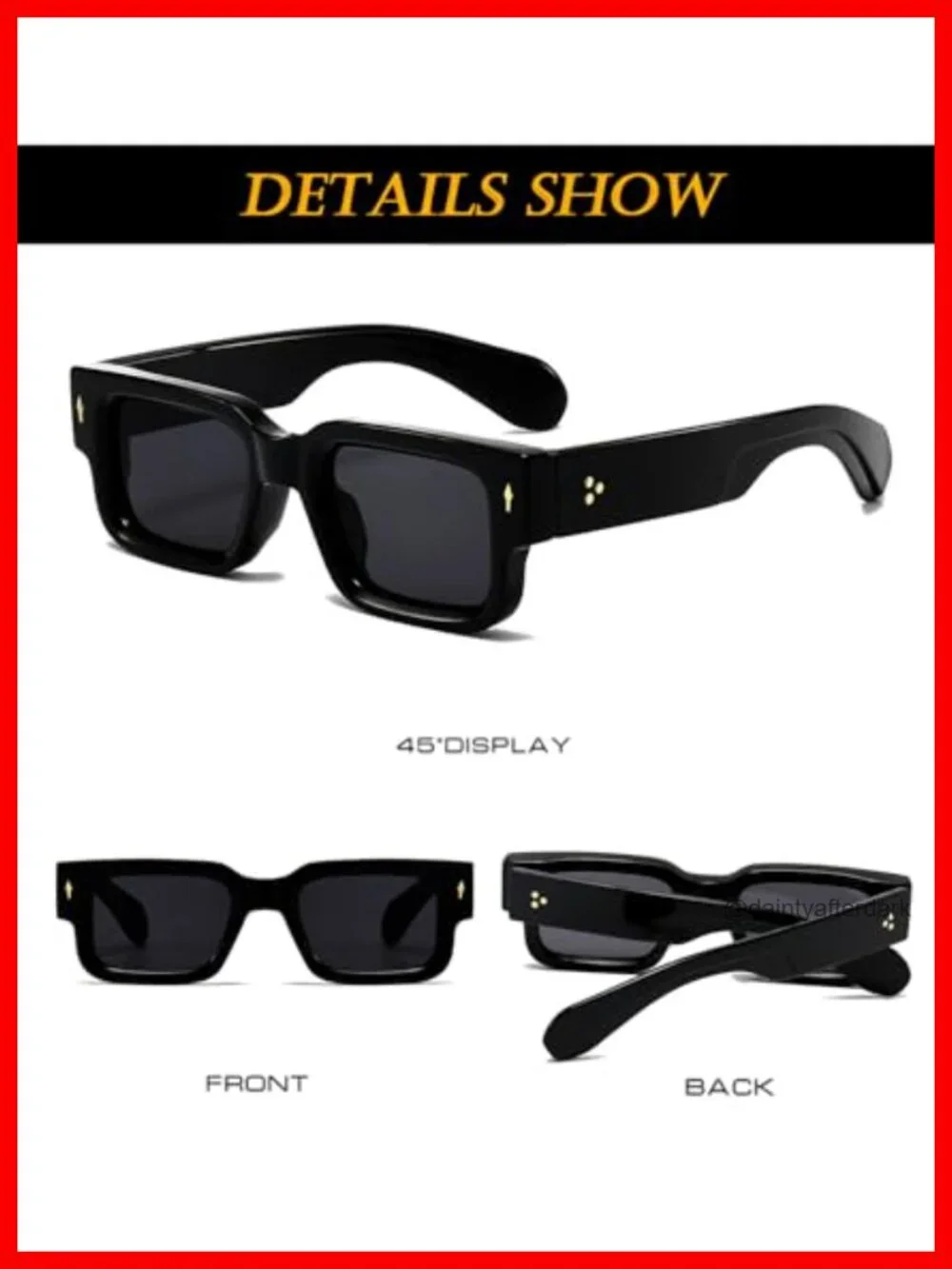 Thick Frame Square Sunglasses for Women Men Chunky UV400 Protection